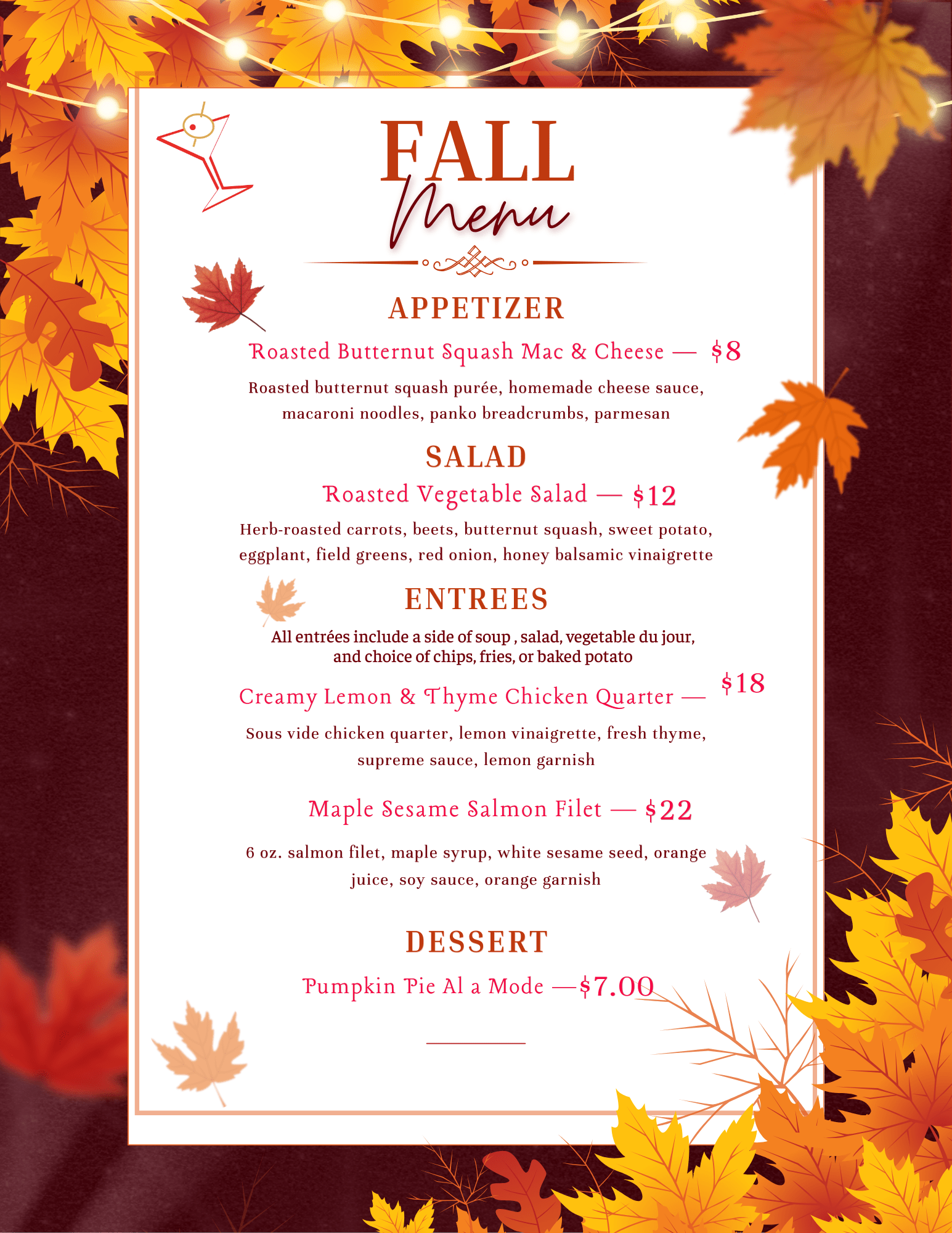 Fall Menu